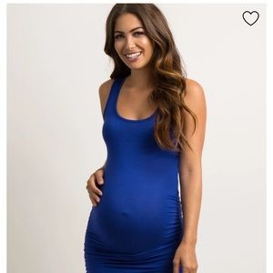 Royal Blue Ruched Fitted Maternity Bodycon Dress
